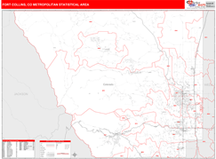 Fort Collins Metro Area Digital Map Red Line Style